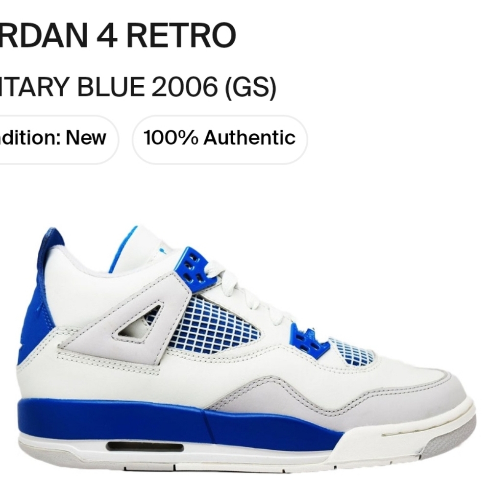 Air Jordan 4 Retro 6Y Off White Military Blue N Grey.Come with original box an